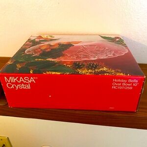 Mikasa Crystal Holiday Bells Oval Bowl 10"